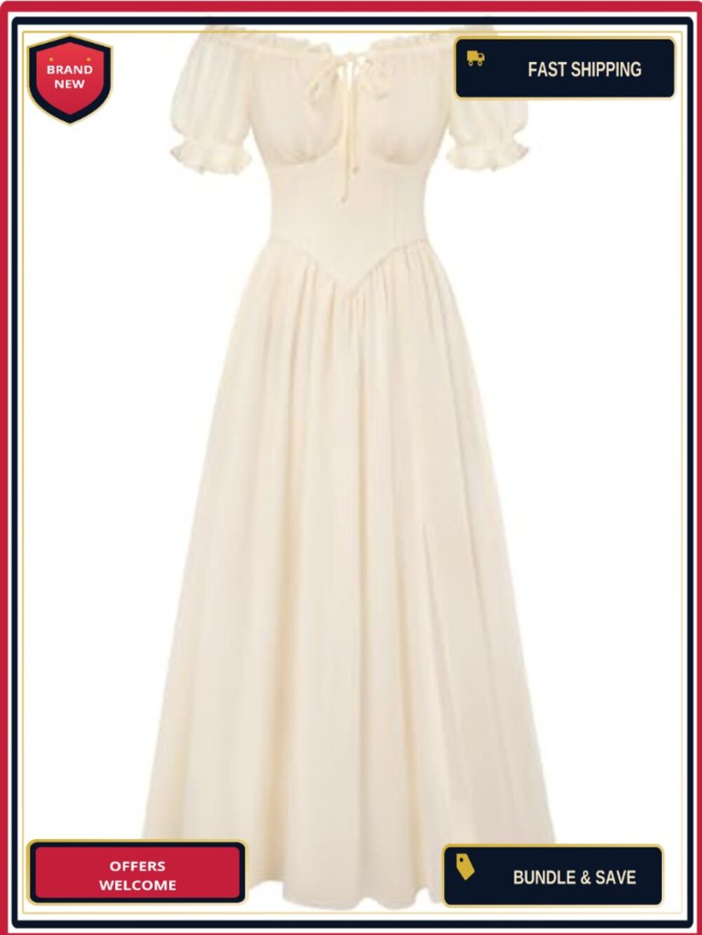 Off Shoulder Renaissance Corset Dress Chiffon Smocked Milkmaid